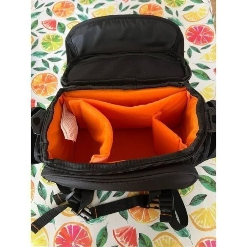 Amazon Basics Large DSLR Gadget Bag, Black with Orange Interior, Solid